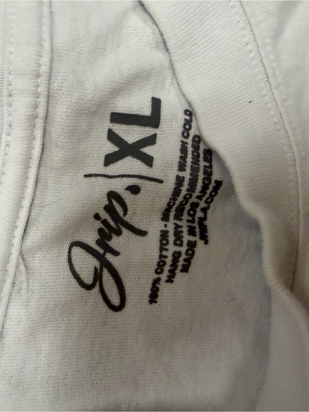 Grip White Crewneck Tee with XL Tag Print